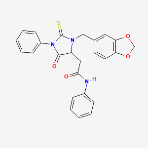 2-[3-(1,3-benzodioxol-5-ylmethyl)-5-oxo-1-phenyl-2-thioxoimidazolidin-4-yl]-N-phenylacetamide