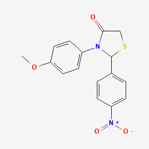 molecular formula C16H14N2O4S B11680770 3-(4-Methoxyphenyl)-2-(4-nitrophenyl)-1,3-thiazolidin-4-one 