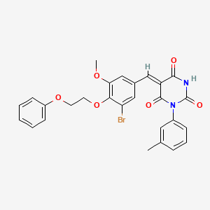 (5Z)-5-{[3-Bromo-5-methoxy-4-(2-phenoxyethoxy)phenyl]methylidene}-1-(3-methylphenyl)-1,3-diazinane-2,4,6-trione