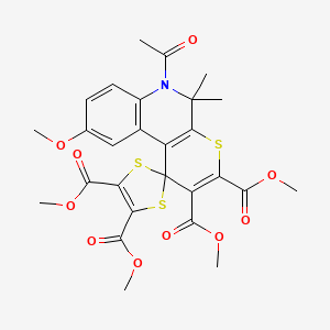 Tetramethyl 6'-acetyl-9'-methoxy-5',5'-dimethyl-5',6'-dihydrospiro[1,3-dithiole-2,1'-thiopyrano[2,3-c]quinoline]-2',3',4,5-tetracarboxylate