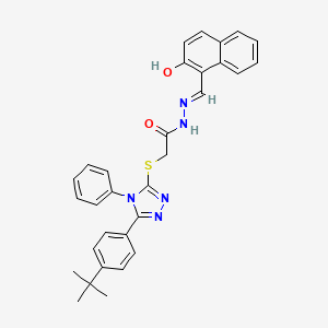 molecular formula C31H29N5O2S B11680814 2-{[5-(4-tert-butylphenyl)-4-phenyl-4H-1,2,4-triazol-3-yl]sulfanyl}-N'-[(E)-(2-hydroxynaphthalen-1-yl)methylidene]acetohydrazide 