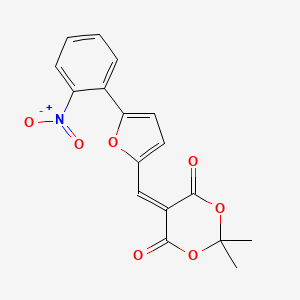 molecular formula C17H13NO7 B11680822 2,2-Dimethyl-5-{[5-(2-nitrophenyl)furan-2-YL]methylidene}-1,3-dioxane-4,6-dione 