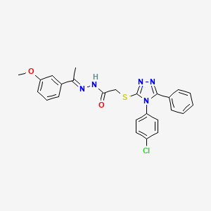 molecular formula C25H22ClN5O2S B11680851 2-{[4-(4-chlorophenyl)-5-phenyl-4H-1,2,4-triazol-3-yl]sulfanyl}-N'-[(1E)-1-(3-methoxyphenyl)ethylidene]acetohydrazide 