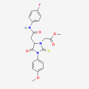 Methyl [5-{2-[(4-fluorophenyl)amino]-2-oxoethyl}-3-(4-methoxyphenyl)-4-oxo-2-thioxoimidazolidin-1-yl]acetate