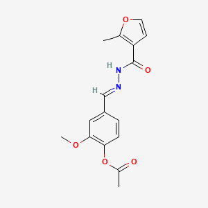 molecular formula C16H16N2O5 B11680862 2-methoxy-4-[(E)-{2-[(2-methylfuran-3-yl)carbonyl]hydrazinylidene}methyl]phenyl acetate 