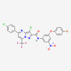 molecular formula C26H13BrCl2F3N5O4 B11680873 N-[3-(4-bromophenoxy)-5-nitrophenyl]-3-chloro-5-(4-chlorophenyl)-7-(trifluoromethyl)pyrazolo[1,5-a]pyrimidine-2-carboxamide 