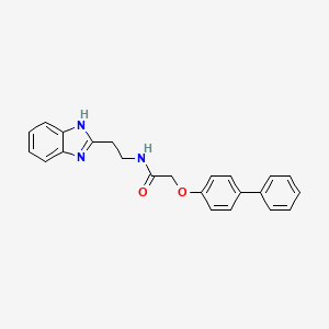 molecular formula C23H21N3O2 B11680888 N-[2-(1H-Benzoimidazol-2-yl)-ethyl]-2-(biphenyl-4-yloxy)-acetamide 