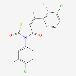 molecular formula C16H7Cl4NO2S B11680896 (5E)-3-(3,4-dichlorophenyl)-5-[(2,3-dichlorophenyl)methylidene]-1,3-thiazolidine-2,4-dione 