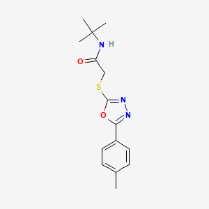 molecular formula C15H19N3O2S B11680914 N-tert-butyl-2-{[5-(4-methylphenyl)-1,3,4-oxadiazol-2-yl]sulfanyl}acetamide 