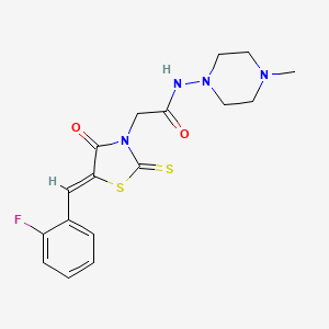 2-[(5Z)-5-(2-fluorobenzylidene)-4-oxo-2-thioxo-1,3-thiazolidin-3-yl]-N-(4-methylpiperazin-1-yl)acetamide