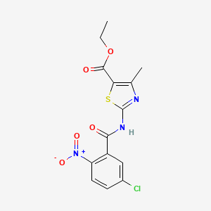 molecular formula C14H12ClN3O5S B11680936 Ethyl 2-(5-chloro-2-nitrobenzamido)-4-methylthiazole-5-carboxylate 