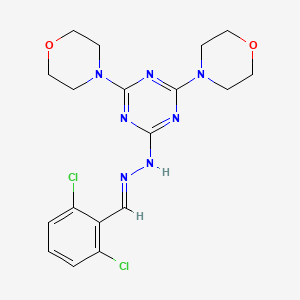 molecular formula C18H21Cl2N7O2 B11680941 2-[(2E)-2-(2,6-dichlorobenzylidene)hydrazinyl]-4,6-di(morpholin-4-yl)-1,3,5-triazine 