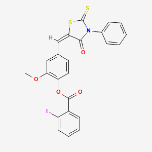 2-methoxy-4-[(E)-(4-oxo-3-phenyl-2-thioxo-1,3-thiazolidin-5-ylidene)methyl]phenyl 2-iodobenzoate