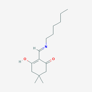 molecular formula C15H25NO2 B11680961 2-[(Hexylamino)methylidene]-5,5-dimethylcyclohexane-1,3-dione 