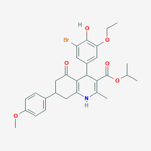 Propan-2-yl 4-(3-bromo-5-ethoxy-4-hydroxyphenyl)-7-(4-methoxyphenyl)-2-methyl-5-oxo-1,4,5,6,7,8-hexahydroquinoline-3-carboxylate