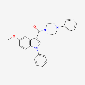 molecular formula C27H27N3O2 B11680989 (5-methoxy-2-methyl-1-phenyl-1H-indol-3-yl)(4-phenylpiperazin-1-yl)methanone 