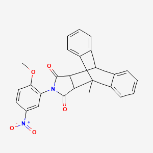 molecular formula C26H20N2O5 B11680999 17-(2-Methoxy-5-nitrophenyl)-1-methyl-17-azapentacyclo[6.6.5.0~2,7~.0~9,14~.0~15,19~]nonadeca-2,4,6,9,11,13-hexaene-16,18-dione (non-preferred name) 