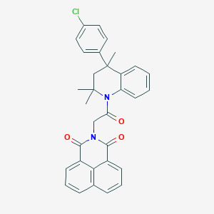 molecular formula C32H27ClN2O3 B11681004 2-{2-[4-(4-chlorophenyl)-2,2,4-trimethyl-3,4-dihydroquinolin-1(2H)-yl]-2-oxoethyl}-1H-benzo[de]isoquinoline-1,3(2H)-dione 