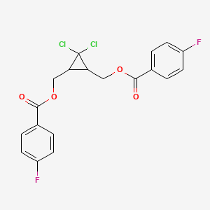 molecular formula C19H14Cl2F2O4 B11681040 (2,2-Dichloro-3-{[(4-fluorobenzoyl)oxy]methyl}cyclopropyl)methyl 4-fluorobenzoate 