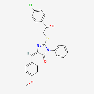 (5E)-2-{[2-(4-chlorophenyl)-2-oxoethyl]sulfanyl}-5-(4-methoxybenzylidene)-3-phenyl-3,5-dihydro-4H-imidazol-4-one