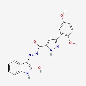 3-(2,5-Dimethoxyphenyl)-N'-[(3E)-2-oxo-1,2-dihydro-3H-indol-3-ylidene]-1H-pyrazole-5-carbohydrazide