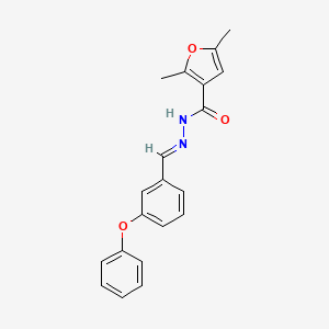 molecular formula C20H18N2O3 B11681091 2,5-dimethyl-N'-[(E)-(3-phenoxyphenyl)methylidene]furan-3-carbohydrazide 