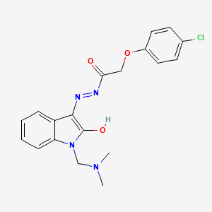 2-(4-chlorophenoxy)-N'-{(3E)-1-[(dimethylamino)methyl]-2-oxo-1,2-dihydro-3H-indol-3-ylidene}acetohydrazide