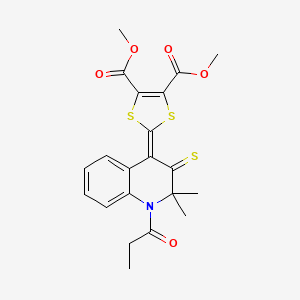 dimethyl 2-(2,2-dimethyl-1-propanoyl-3-thioxo-2,3-dihydroquinolin-4(1H)-ylidene)-1,3-dithiole-4,5-dicarboxylate