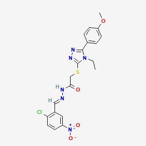 molecular formula C20H19ClN6O4S B11681124 N'-[(E)-(2-chloro-5-nitrophenyl)methylidene]-2-{[4-ethyl-5-(4-methoxyphenyl)-4H-1,2,4-triazol-3-yl]sulfanyl}acetohydrazide CAS No. 303102-63-8