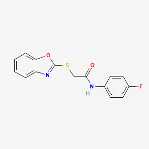 molecular formula C15H11FN2O2S B11681125 2-(1,3-benzoxazol-2-ylsulfanyl)-N-(4-fluorophenyl)acetamide 