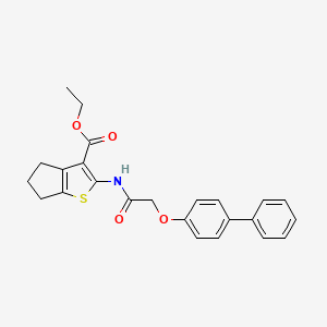 molecular formula C24H23NO4S B11681134 ethyl 2-{[(biphenyl-4-yloxy)acetyl]amino}-5,6-dihydro-4H-cyclopenta[b]thiophene-3-carboxylate 