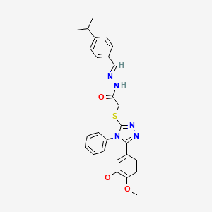 2-{[5-(3,4-dimethoxyphenyl)-4-phenyl-4H-1,2,4-triazol-3-yl]sulfanyl}-N'-{(E)-[4-(propan-2-yl)phenyl]methylidene}acetohydrazide