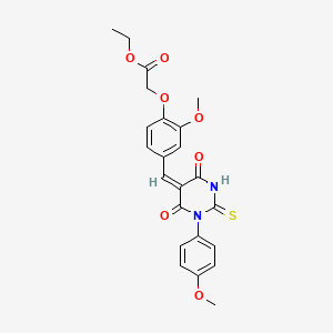 ethyl (2-methoxy-4-{(E)-[1-(4-methoxyphenyl)-4,6-dioxo-2-thioxotetrahydropyrimidin-5(2H)-ylidene]methyl}phenoxy)acetate