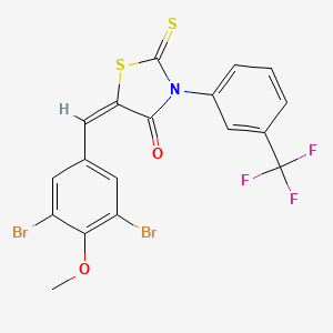 (5E)-5-[(3,5-dibromo-4-methoxyphenyl)methylidene]-2-sulfanylidene-3-[3-(trifluoromethyl)phenyl]-1,3-thiazolidin-4-one