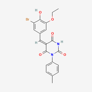 (5E)-5-[(3-bromo-5-ethoxy-4-hydroxyphenyl)methylidene]-1-(4-methylphenyl)-1,3-diazinane-2,4,6-trione