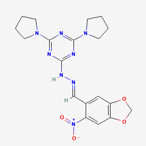 6-Nitro-1,3-benzodioxole-5-carbaldehyde (4,6-dipyrrolidin-1-yl-1,3,5-triazin-2-yl)hydrazone