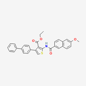 molecular formula C31H25NO4S B11681182 Ethyl 4-(biphenyl-4-yl)-2-{[(6-methoxynaphthalen-2-yl)carbonyl]amino}thiophene-3-carboxylate 