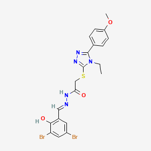 molecular formula C20H19Br2N5O3S B11681184 N'-[(E)-(3,5-dibromo-2-hydroxyphenyl)methylidene]-2-{[4-ethyl-5-(4-methoxyphenyl)-4H-1,2,4-triazol-3-yl]sulfanyl}acetohydrazide CAS No. 303105-81-9