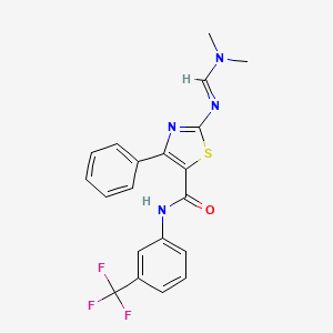 (E)-2-(((dimethylamino)methylene)amino)-4-phenyl-N-(3-(trifluoromethyl)phenyl)thiazole-5-carboxamide