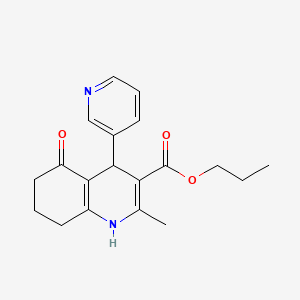 molecular formula C19H22N2O3 B11681218 Propyl 2-methyl-5-oxo-4-(pyridin-3-yl)-1,4,5,6,7,8-hexahydroquinoline-3-carboxylate 