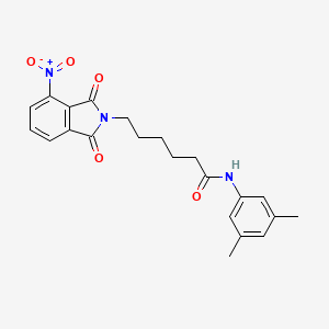 molecular formula C22H23N3O5 B11681228 N-(3,5-dimethylphenyl)-6-(4-nitro-1,3-dioxo-1,3-dihydro-2H-isoindol-2-yl)hexanamide 