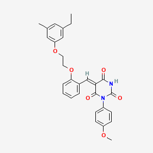 molecular formula C29H28N2O6 B11681236 (5Z)-5-{2-[2-(3-ethyl-5-methylphenoxy)ethoxy]benzylidene}-1-(4-methoxyphenyl)pyrimidine-2,4,6(1H,3H,5H)-trione 