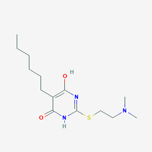 2-{[2-(Dimethylamino)ethyl]sulfanyl}-5-hexylpyrimidine-4,6-diol