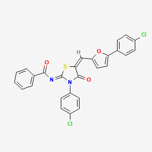 N-[(2Z,5E)-3-(4-chlorophenyl)-5-{[5-(4-chlorophenyl)furan-2-yl]methylidene}-4-oxo-1,3-thiazolidin-2-ylidene]benzamide