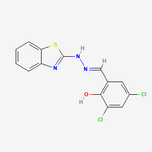 molecular formula C14H9Cl2N3OS B11681296 2-{(E)-[2-(1,3-benzothiazol-2-yl)hydrazinylidene]methyl}-4,6-dichlorophenol 