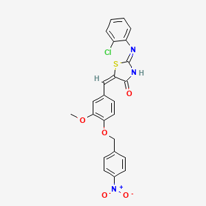 molecular formula C24H18ClN3O5S B11681298 (5E)-2-[(2-chlorophenyl)amino]-5-{3-methoxy-4-[(4-nitrobenzyl)oxy]benzylidene}-1,3-thiazol-4(5H)-one 