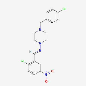 molecular formula C18H18Cl2N4O2 B11681301 4-(4-chlorobenzyl)-N-[(E)-(2-chloro-5-nitrophenyl)methylidene]-1-piperazinamine 