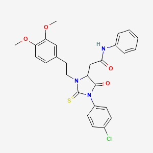 2-{1-(4-chlorophenyl)-3-[2-(3,4-dimethoxyphenyl)ethyl]-5-oxo-2-thioxoimidazolidin-4-yl}-N-phenylacetamide