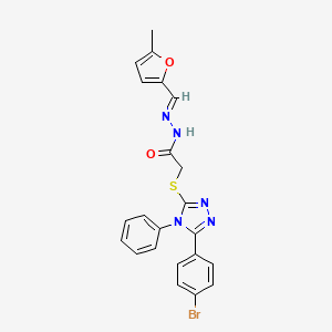 2-{[5-(4-bromophenyl)-4-phenyl-4H-1,2,4-triazol-3-yl]sulfanyl}-N'-[(E)-(5-methylfuran-2-yl)methylidene]acetohydrazide