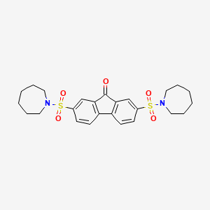 molecular formula C25H30N2O5S2 B11681340 2,7-bis(azepan-1-ylsulfonyl)-9H-fluoren-9-one 